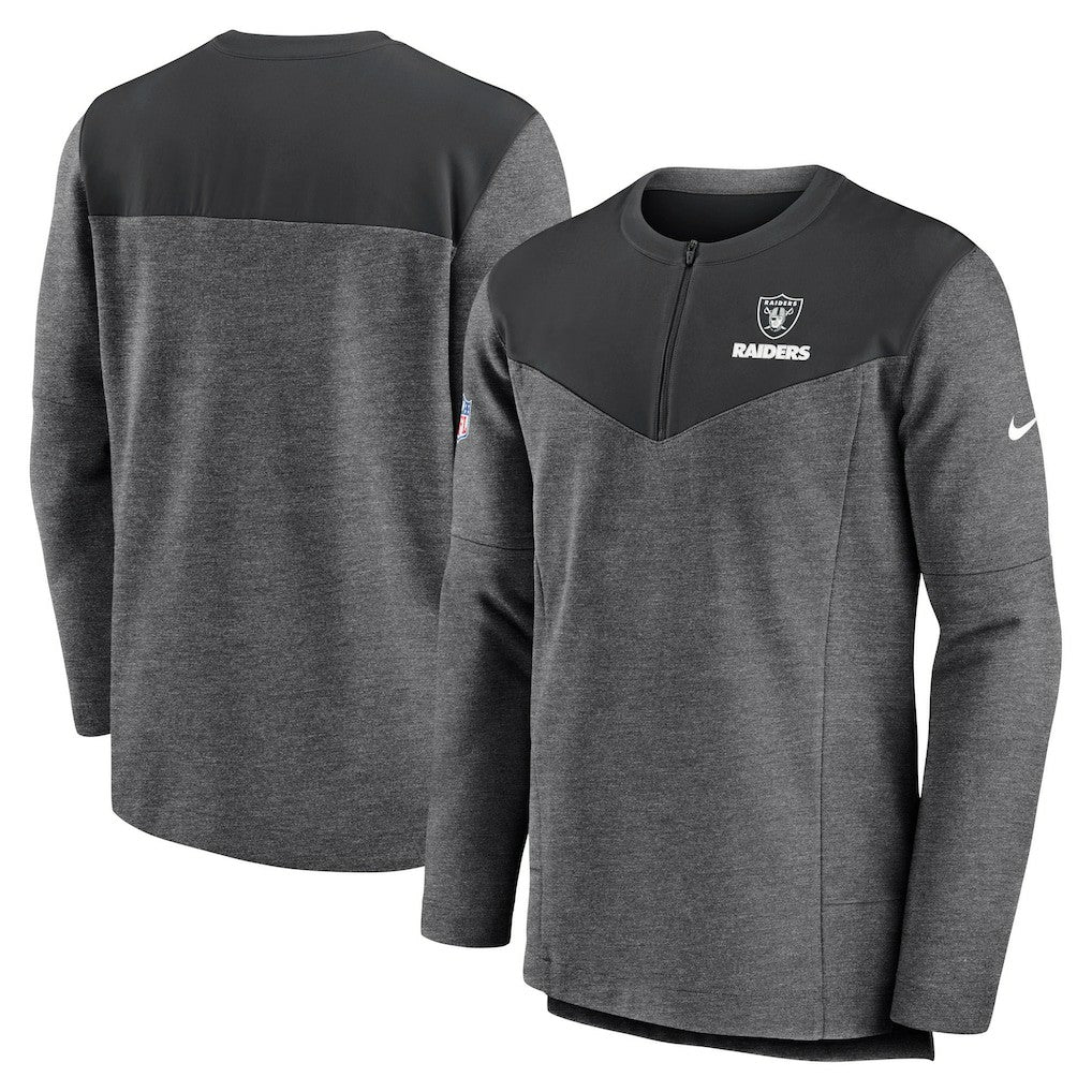 Las Vegas Raiders Sideline Lockup Performance Quarter-Zip Top Charcoal | Nike for Sale