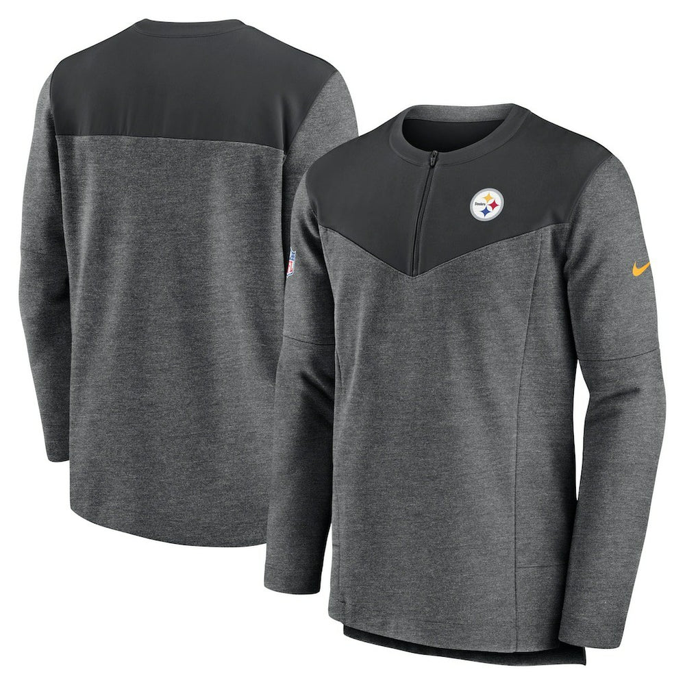 Pittsburgh Steelers Sideline Lockup Performance Quarter-Zip Top Charcoal | Nike for Sale