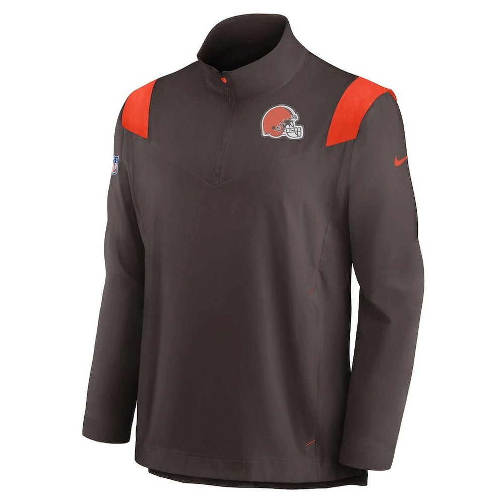 Cleveland Browns Sideline Coach Chevron Lockup Quarter-Zip Long Sleeve Top Brown | Nike for Sale