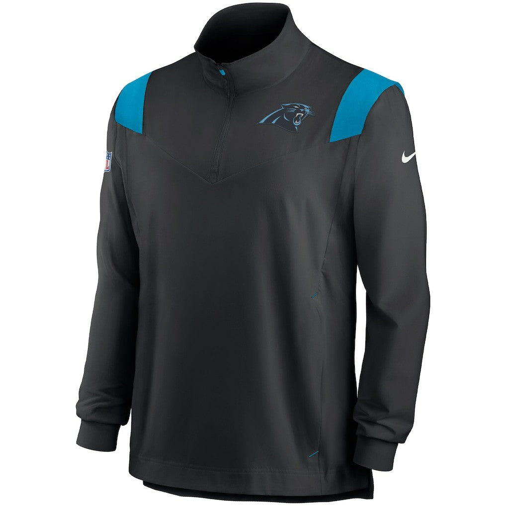 Carolina Panthers Sideline Coach Chevron Lockup Quarter-Zip Long Sleeve Top Black | Nike for Sale