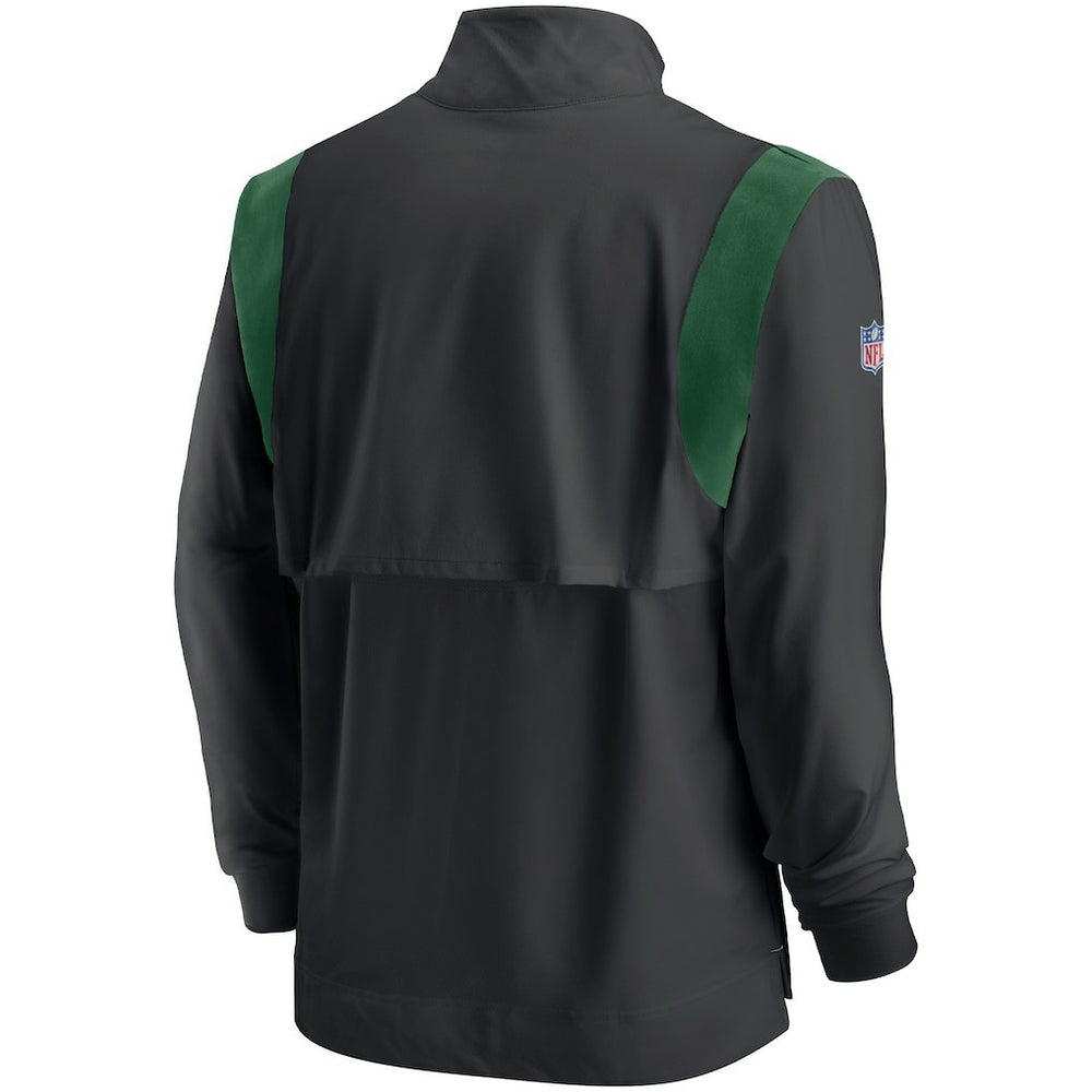 New York Jets Sideline Coach Chevron Lockup Quarter-Zip Long Sleeve Top Black | Nike for Sale