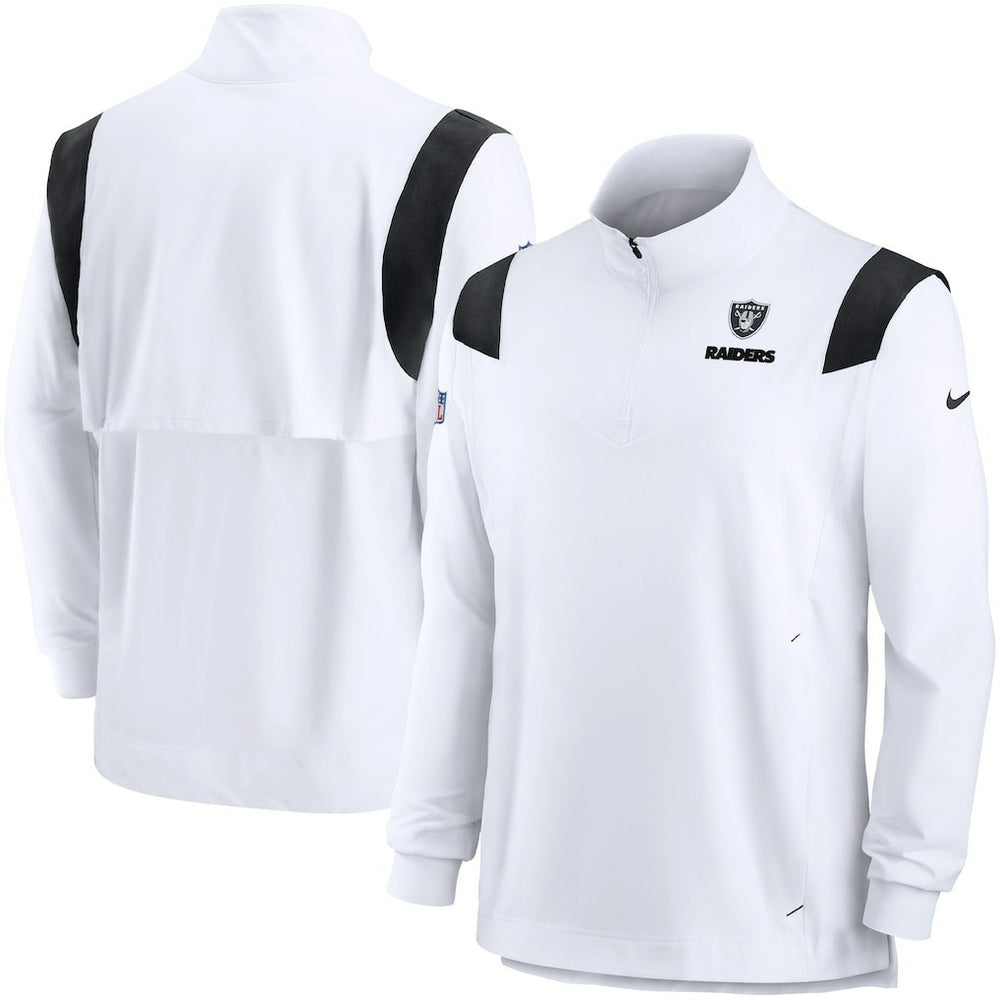 Las Vegas Raiders Sideline Coach Chevron Lockup Quarter-Zip Long Sleeve Top White | Nike for Sale