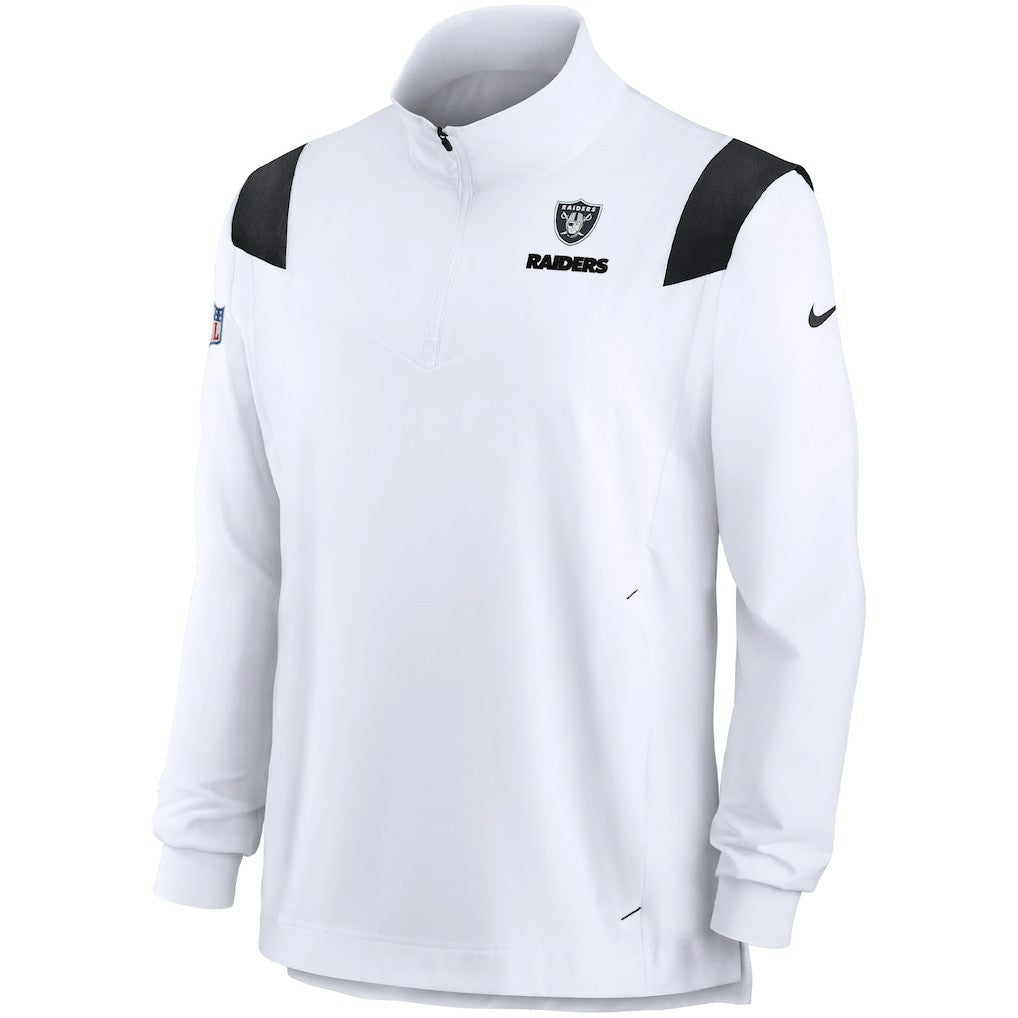 Las Vegas Raiders Sideline Coach Chevron Lockup Quarter-Zip Long Sleeve Top White | Nike for Sale