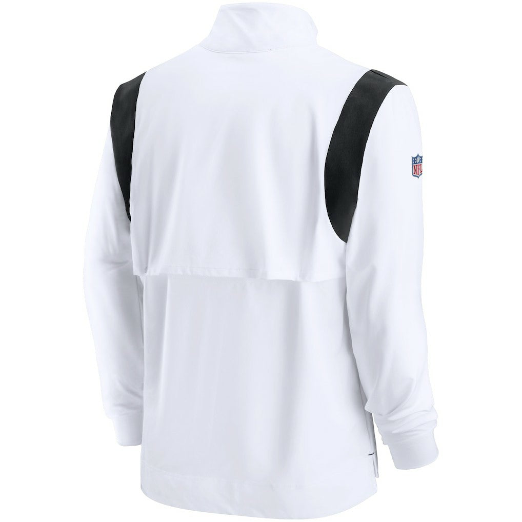 Las Vegas Raiders Sideline Coach Chevron Lockup Quarter-Zip Long Sleeve Top White | Nike for Sale