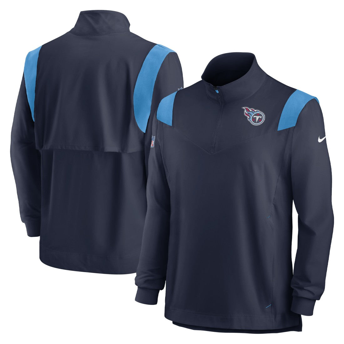 Tennessee Titans Sideline Coach Chevron Lockup Quarter-Zip Long Sleeve Top Navy | Nike for Sale