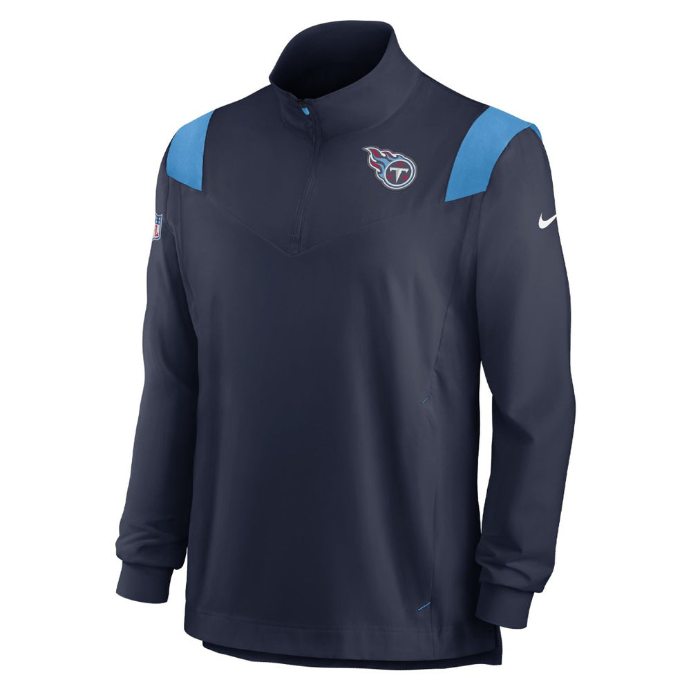 Tennessee Titans Sideline Coach Chevron Lockup Quarter-Zip Long Sleeve Top Navy | Nike for Sale