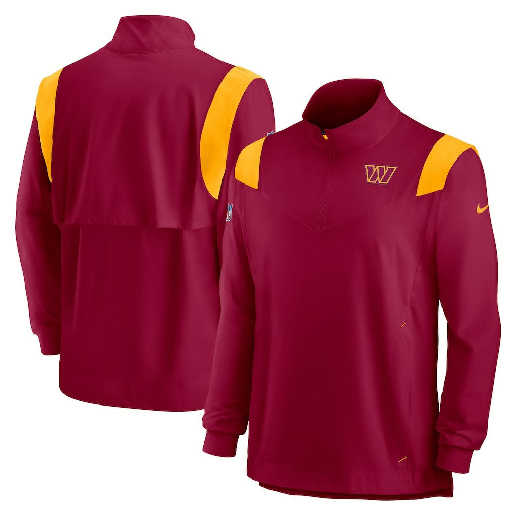 Washington Commanders Sideline Coach Chevron Lockup Quarter-Zip Long Sleeve Top Burgundy | Nike for Sale