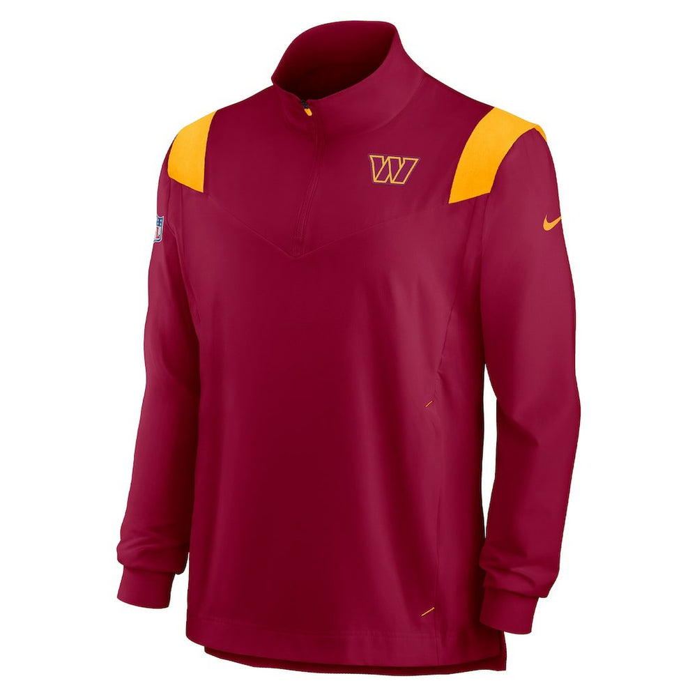 Washington Commanders Sideline Coach Chevron Lockup Quarter-Zip Long Sleeve Top Burgundy | Nike for Sale