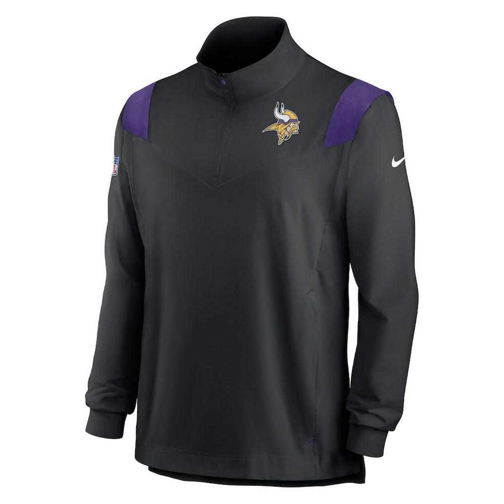 Minnesota Vikings Sideline Coach Chevron Lockup Quarter-Zip Long Sleeve Top Black | Nike for Sale
