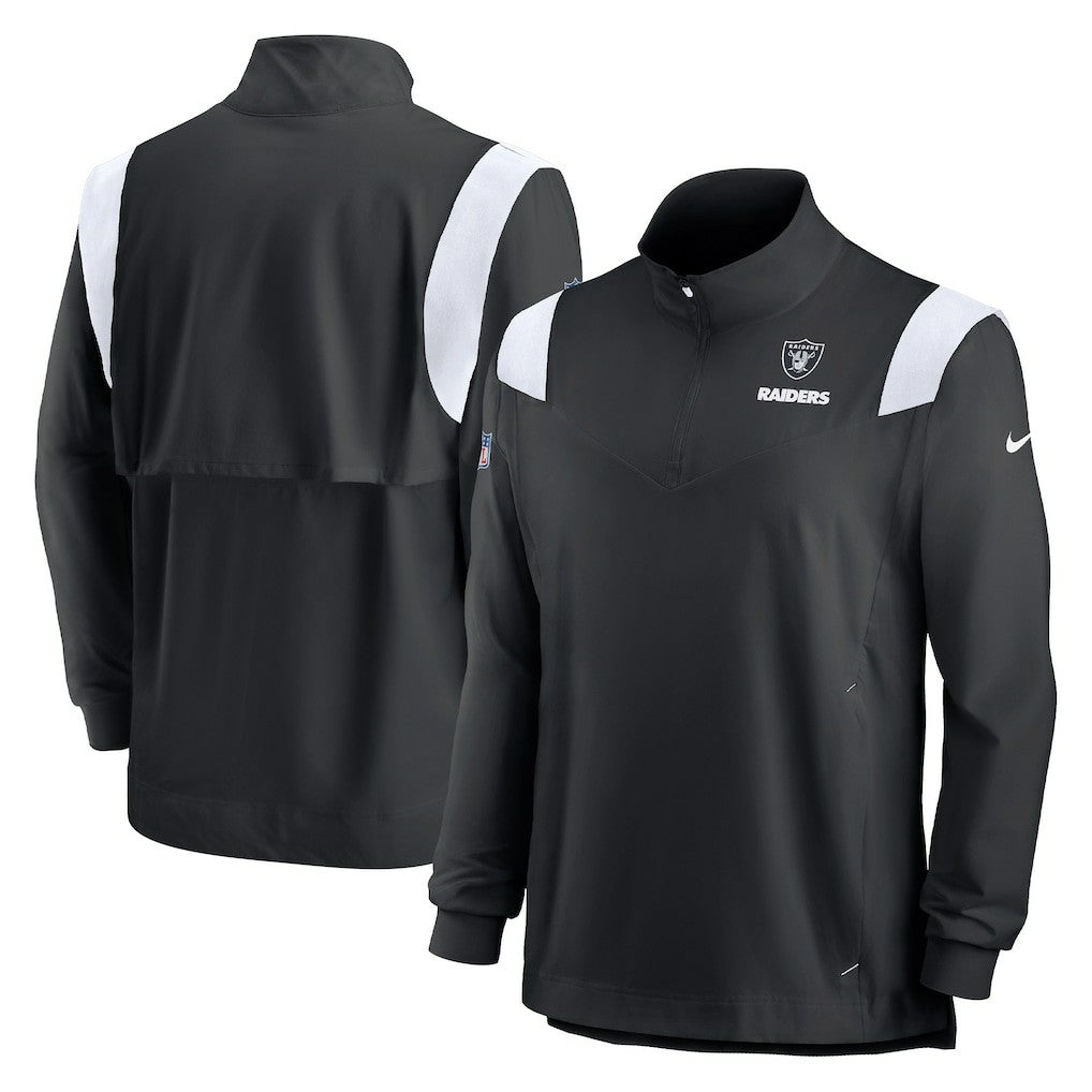 Las Vegas Raiders Sideline Coach Chevron Lockup Quarter-Zip Long Sleeve Top Black | Nike for Sale
