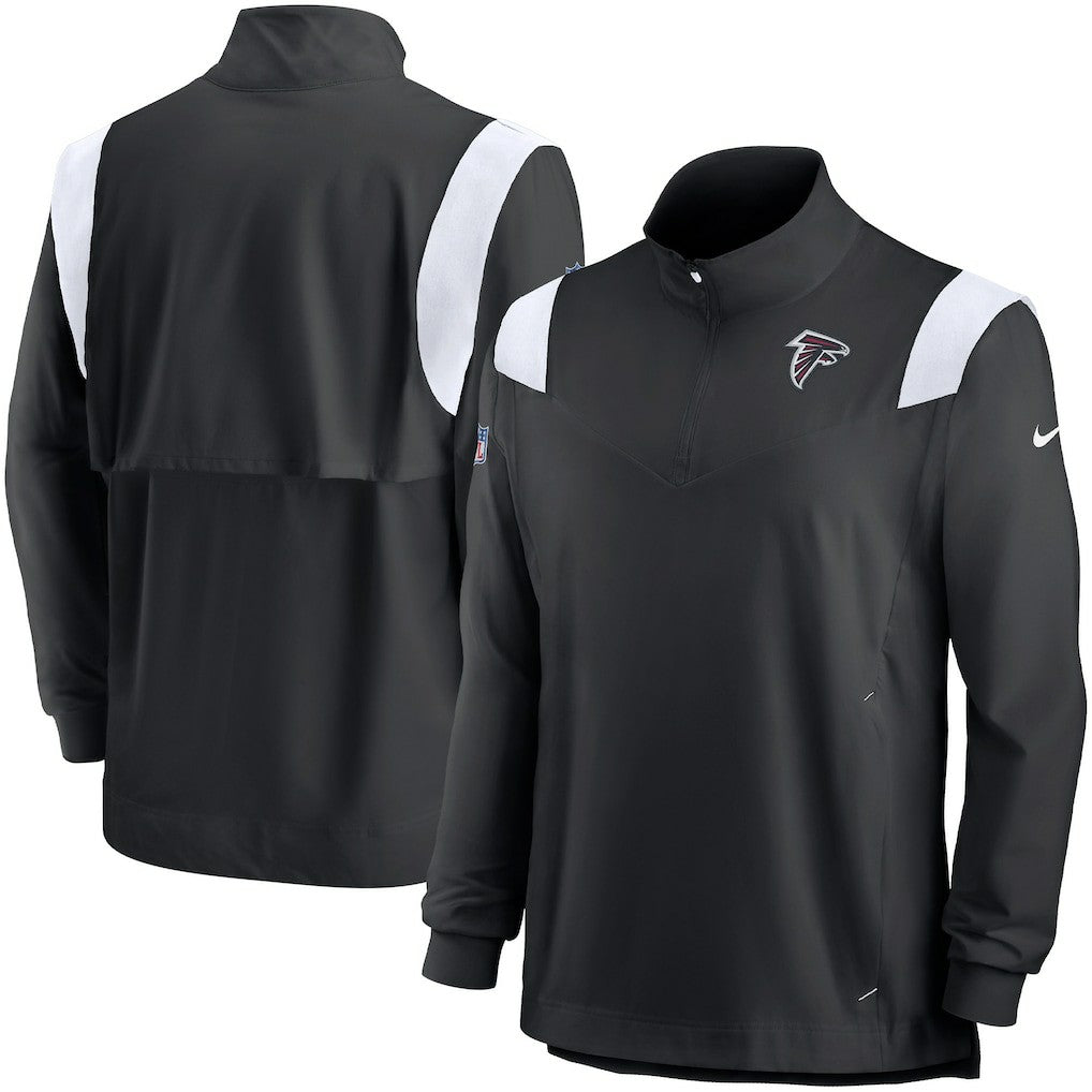 Atlanta Falcons Sideline Coach Chevron Lockup Quarter-Zip Long Sleeve Top Black/White | Nike for Sale