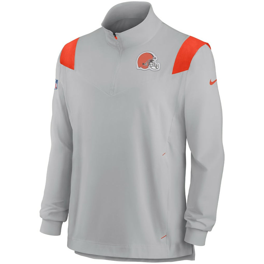 Cleveland Browns Sideline Coach Chevron Lockup Quarter-Zip Long Sleeve Top Gray | Nike for Sale