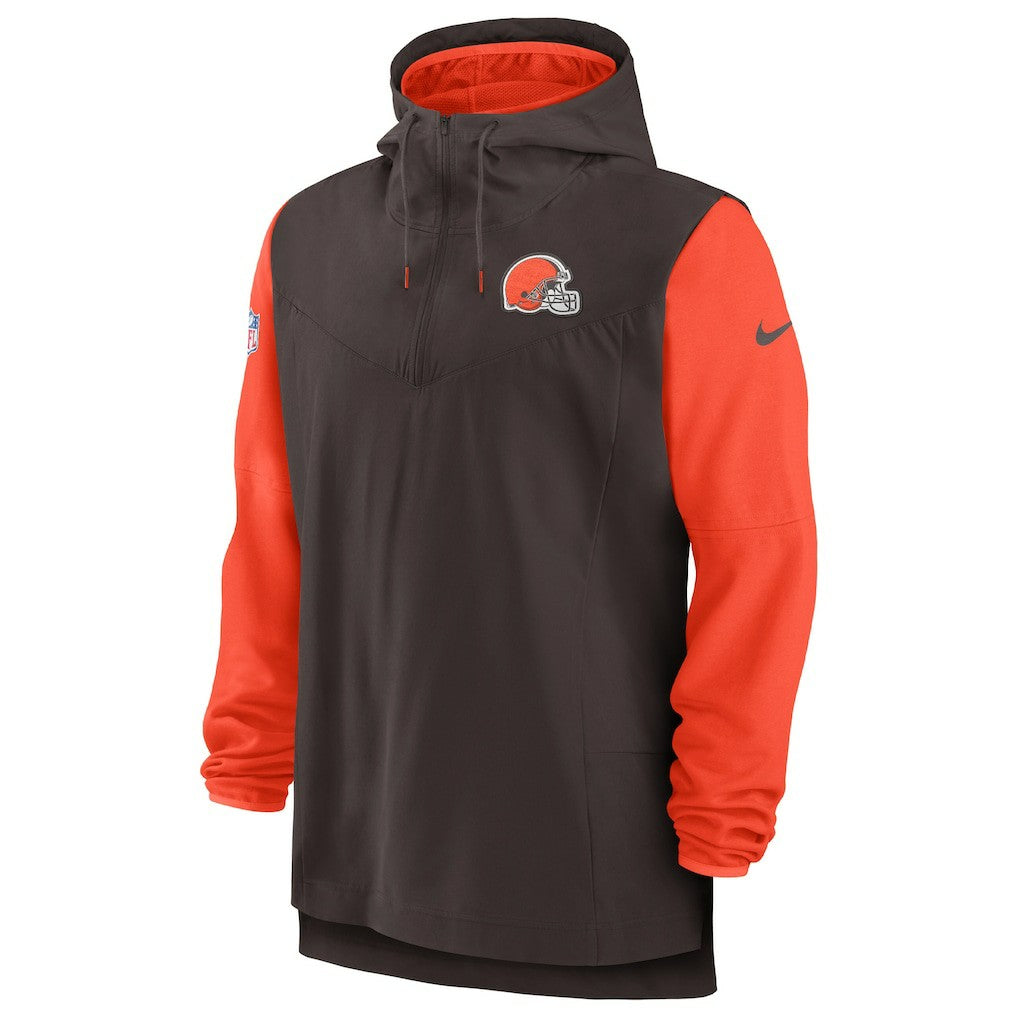 Cleveland Browns Sideline Player Quarter-Zip Hoodie Brown/Orange | Nike for Sale