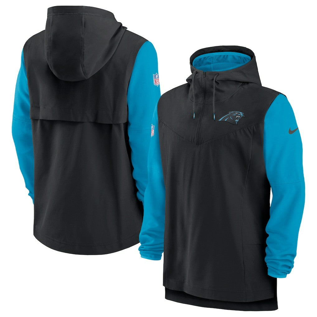 Carolina Panthers Sideline Player Quarter-Zip Hoodie Black/Blue | Nike for Sale