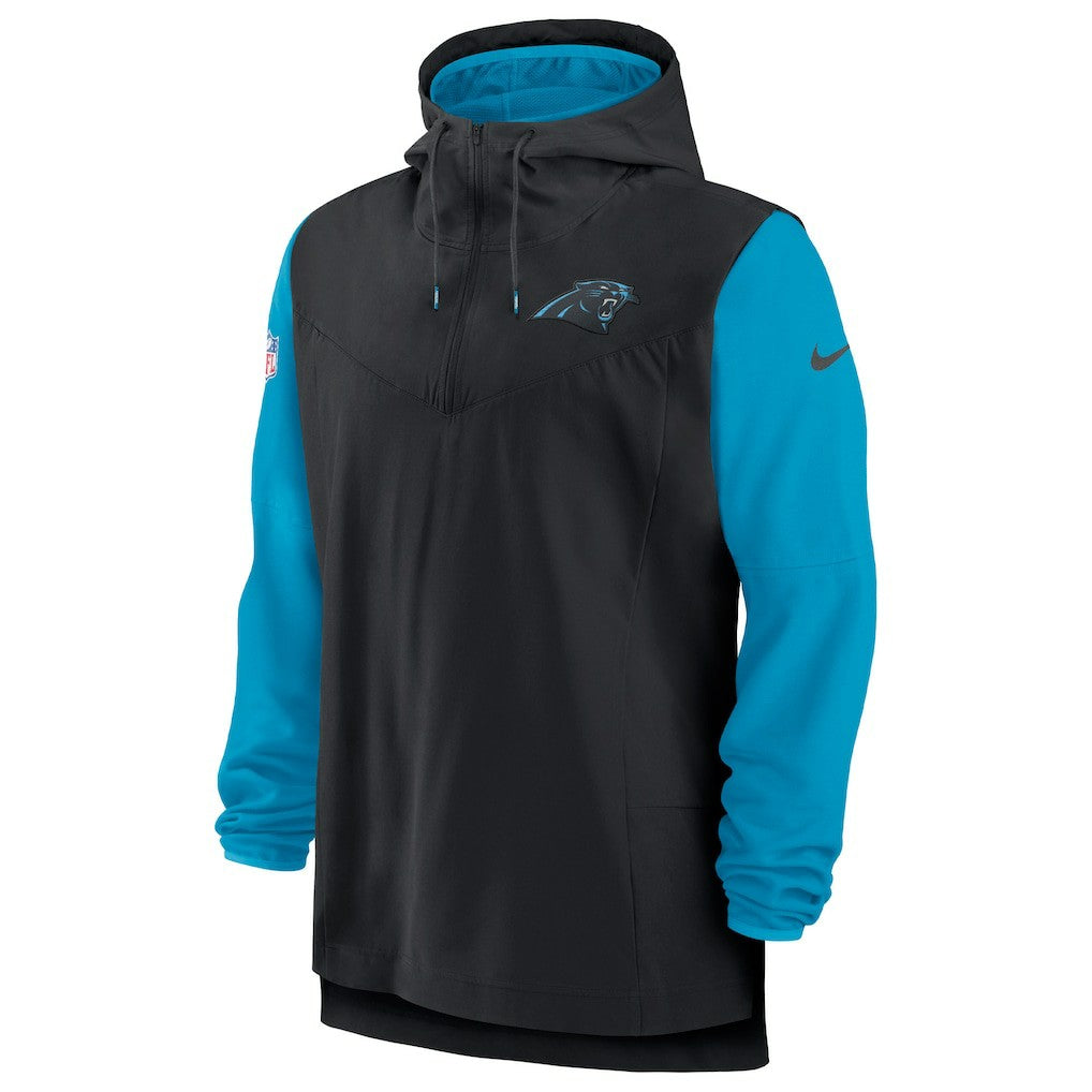 Carolina Panthers Sideline Player Quarter-Zip Hoodie Black/Blue | Nike for Sale