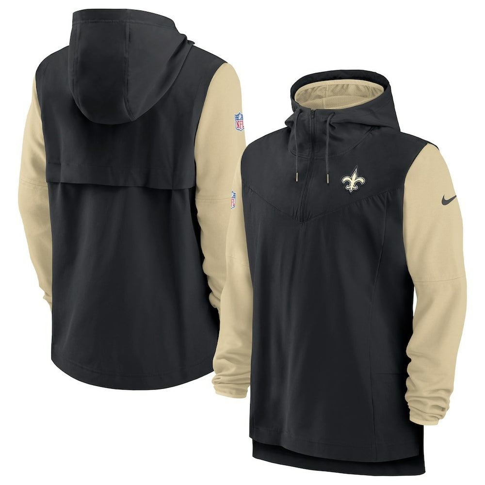 New Orleans Saints Sideline Player Quarter-Zip Hoodie Black/Gold | Nike for Sale