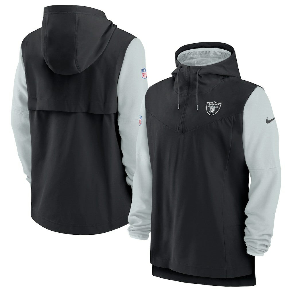 Las Vegas Raiders Sideline Player Quarter-Zip Hoodie Jacket Black/Silver | Nike for Sale