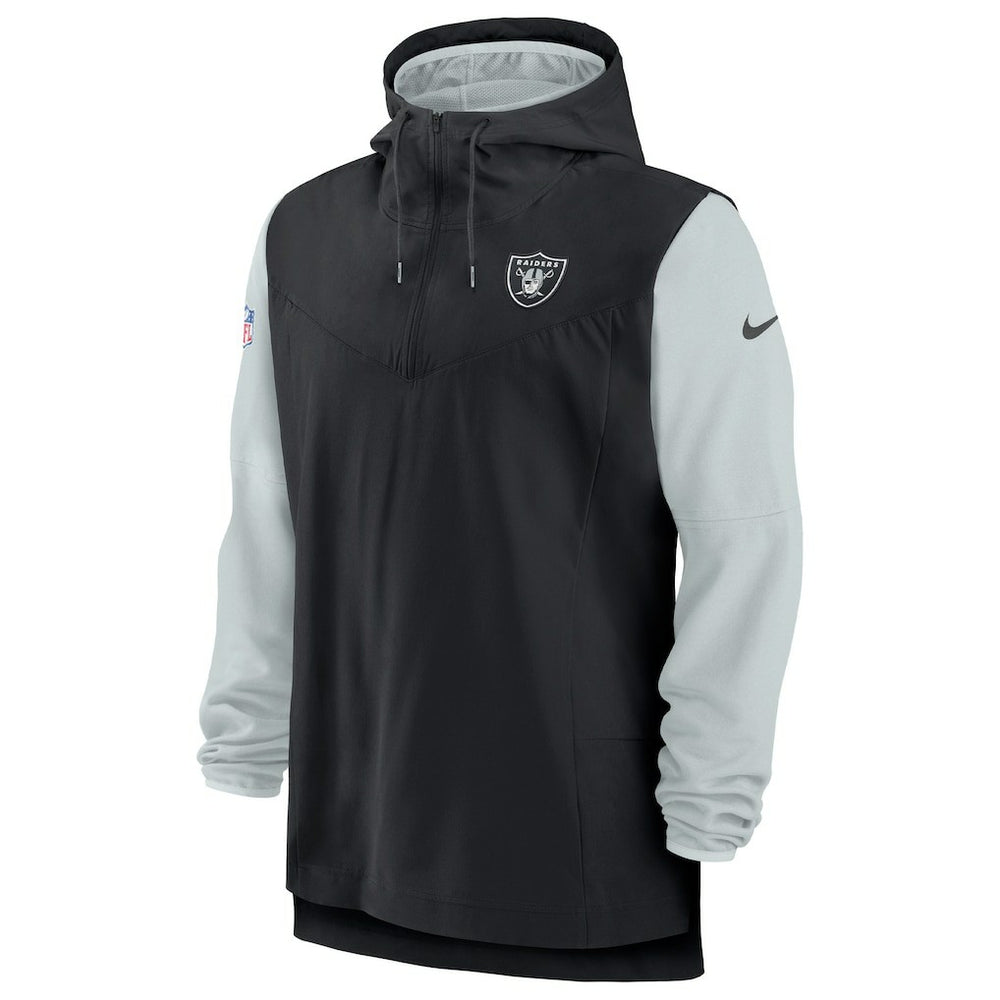 Las Vegas Raiders Sideline Player Quarter-Zip Hoodie Jacket Black/Silver | Nike for Sale