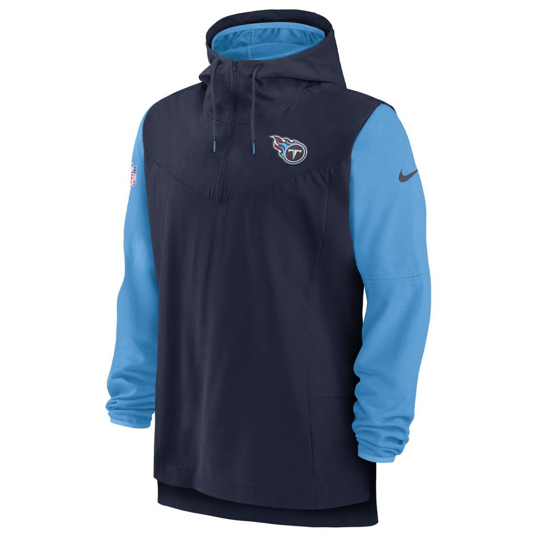 Tennessee Titans Sideline Player Quarter-Zip Hoodie Navy/Light Blue | Nike for Sale