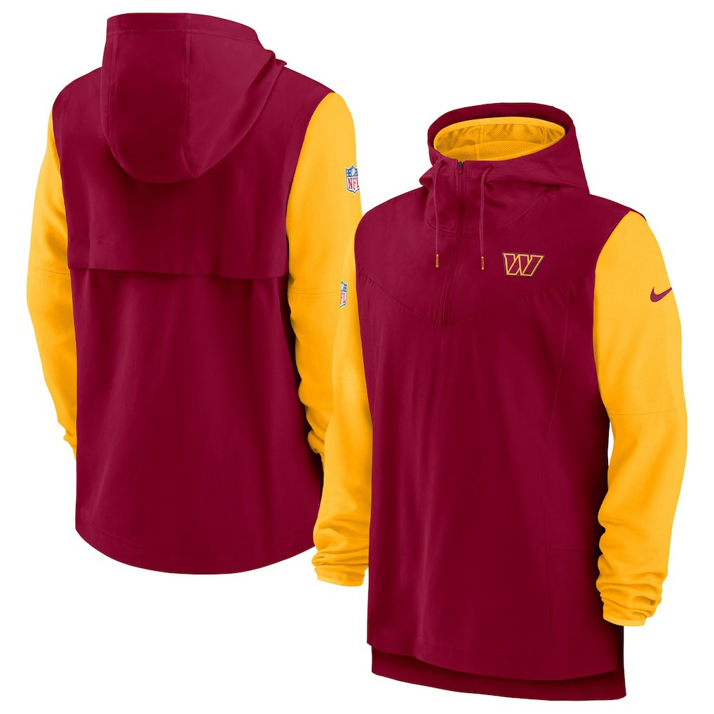 Washington Commanders Sideline Player Quarter-Zip Hoodie Burgundy/Gold | Nike for Sale