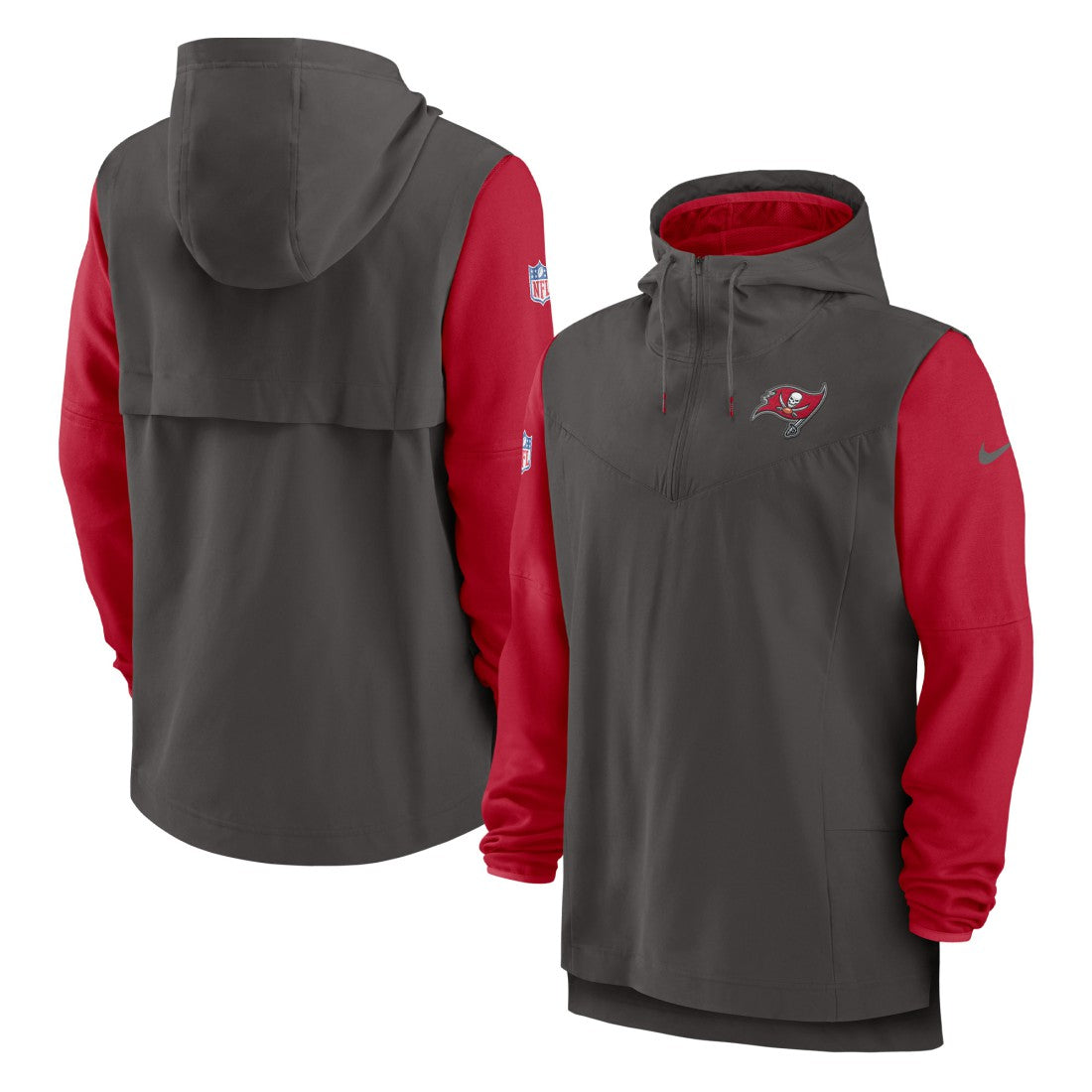 Tampa Bay Buccaneers Sideline Player Quarter-Zip Hoodie Pewter/Red | Nike for Sale