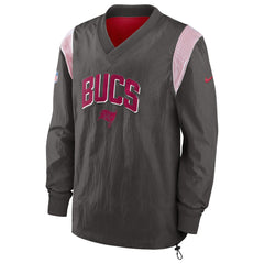 Tampa Bay Buccaneers Sideline Athletic Stack V-Neck Pullover Windshirt Jacket Pewter | Nike for Sale