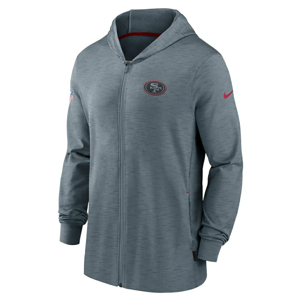 San Francisco 49ers Sideline Team Pop Full-Zip Hoodie Jacket Heather Gray | Nike for Sale