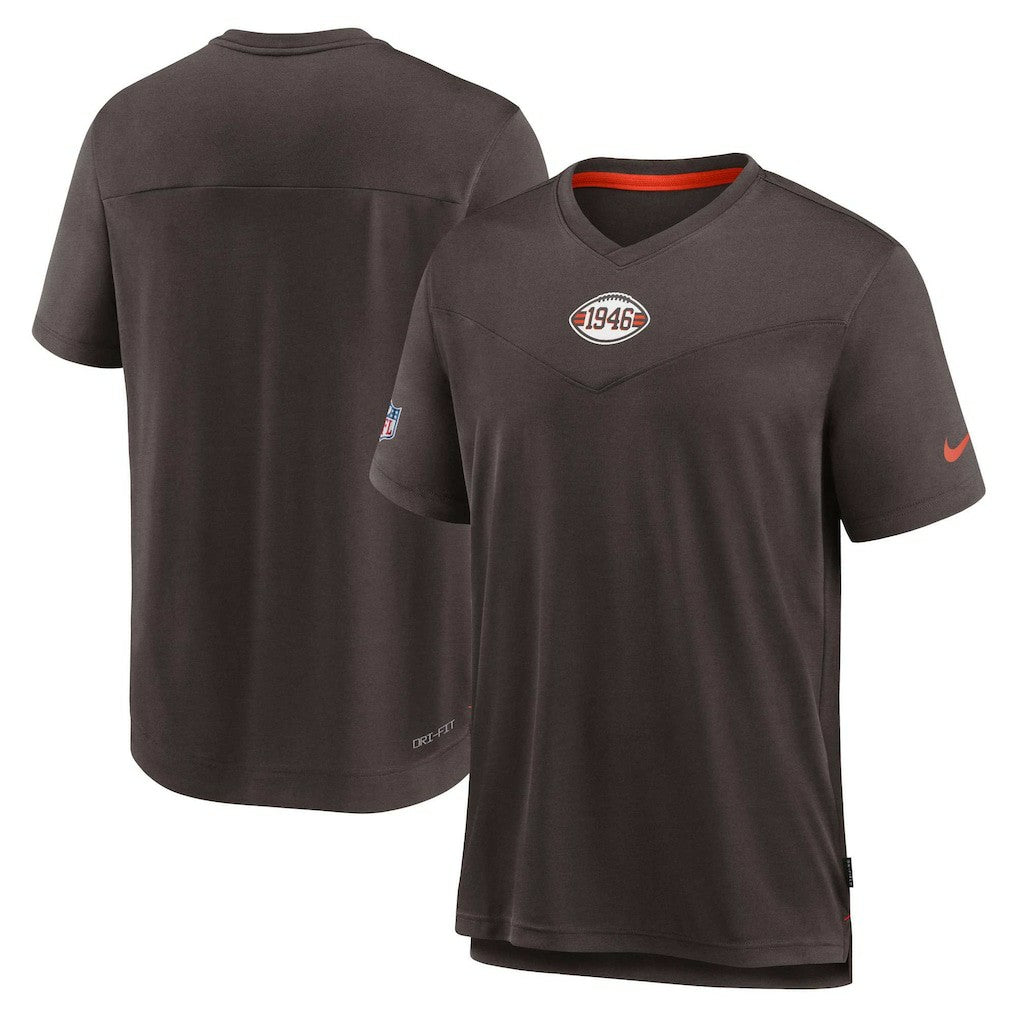 Cleveland Browns Sideline Coaches Vintage Chevron Performance V-Neck T-Shirt Brown | Nike for Sale