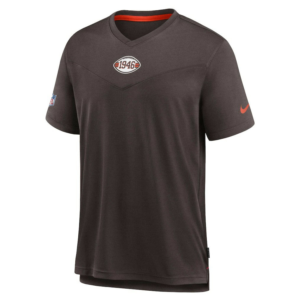 Cleveland Browns Sideline Coaches Vintage Chevron Performance V-Neck T-Shirt Brown | Nike for Sale