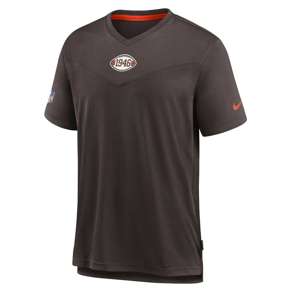 Cleveland Browns Sideline Coaches Vintage Chevron Performance V-Neck T-Shirt Brown | Nike for Sale