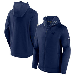 Washington Capitals Fanatics Authentic Pro Road Tech Lightweight Full-Zip Hoodie Jacket - Heather Navy - NHL
