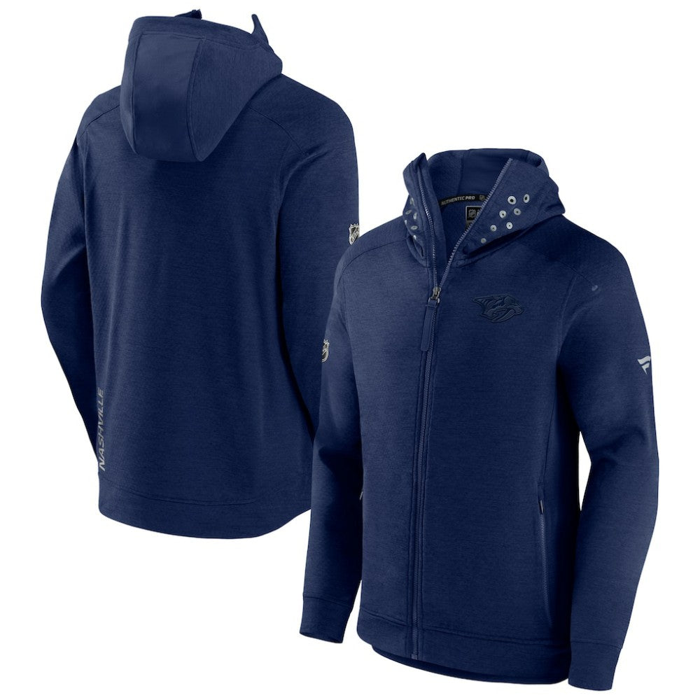 Nashville Predators Fanatics Authentic Pro Road Tech Lightweight Full-Zip Hoodie Jacket - Navy - NHL