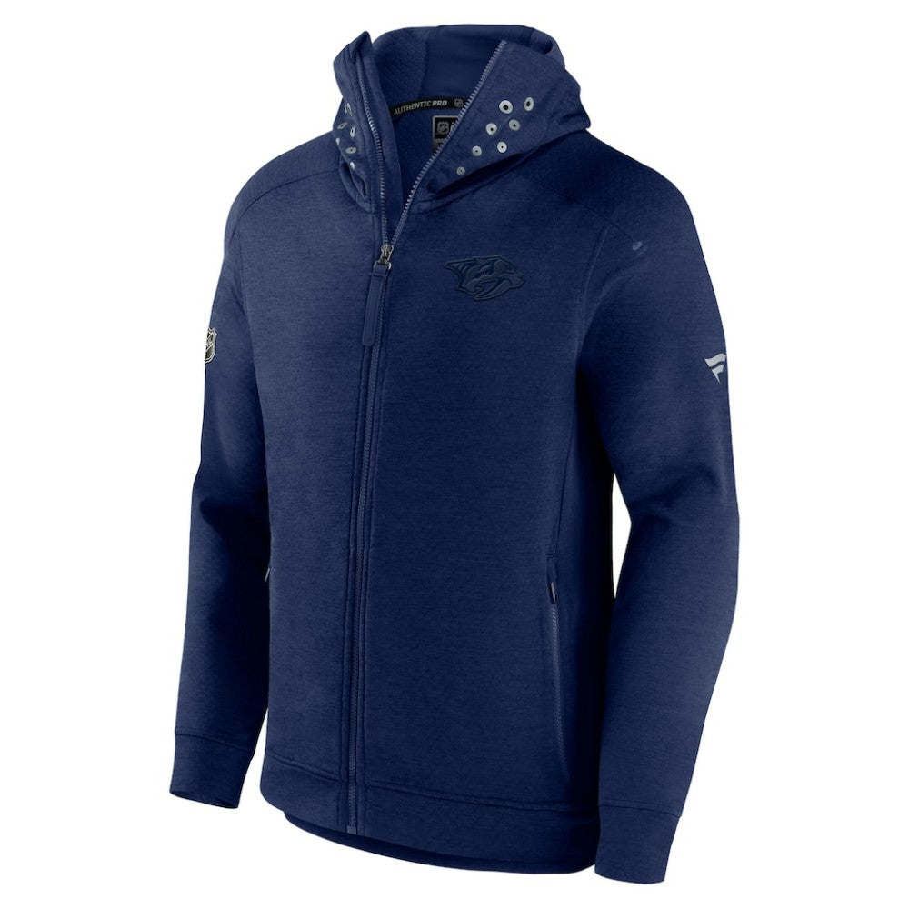 Nashville Predators Fanatics Authentic Pro Road Tech Lightweight Full-Zip Hoodie Jacket - Navy - NHL