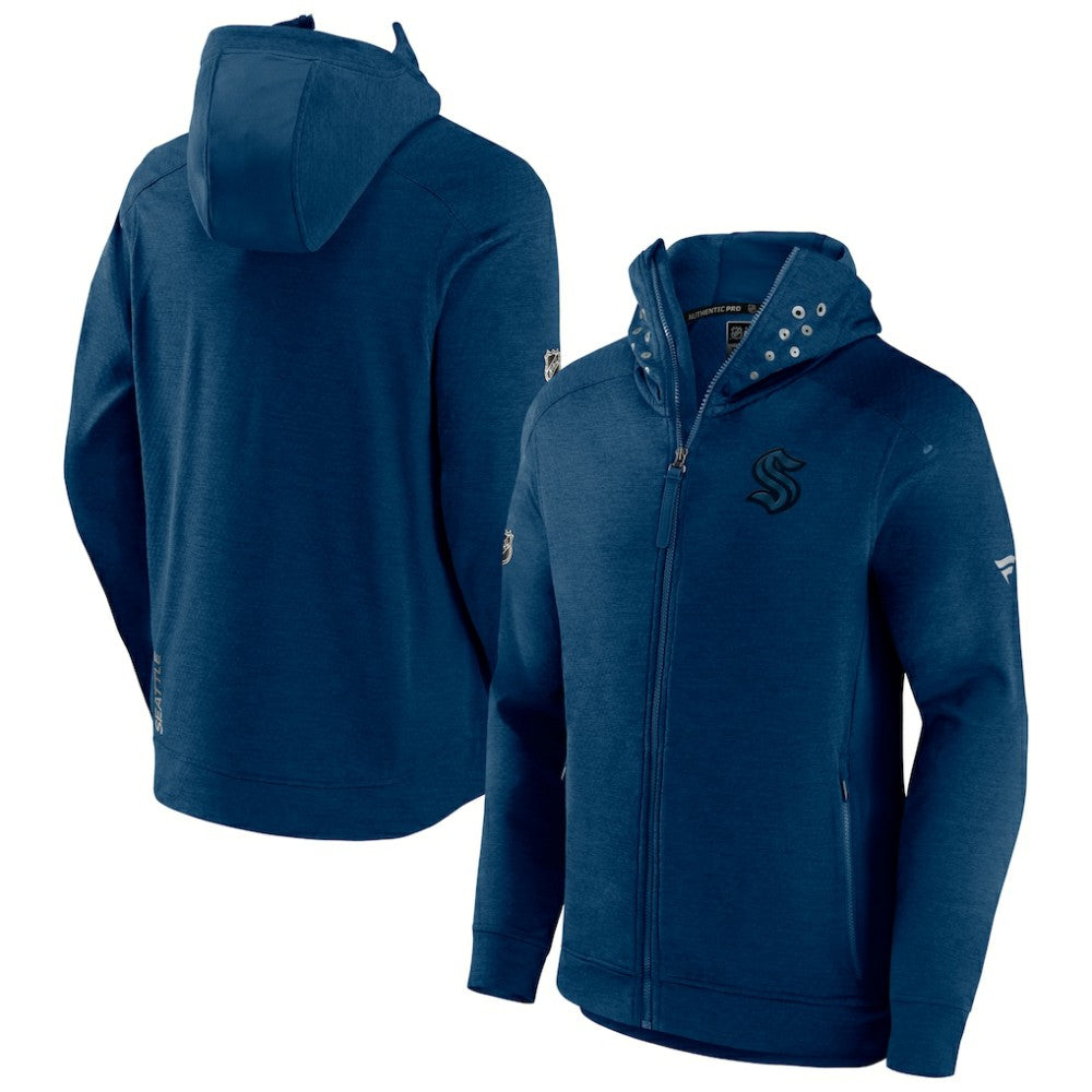 Seattle Kraken Fanatics Authentic Pro Road Tech Lightweight Full-Zip Hoodie Jacket - Navy - NHL