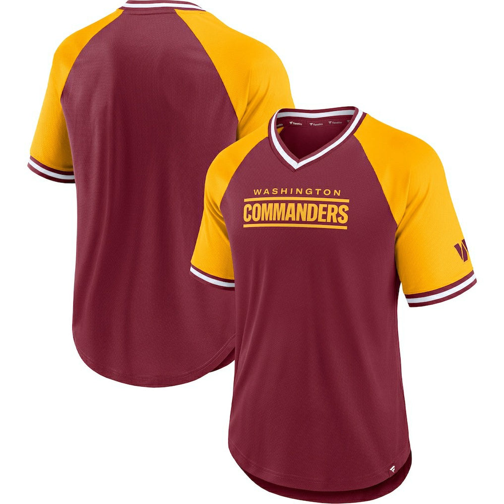 Washington Commanders Second Wind Raglan V-Neck T-Shirt Burgundy/Gold | Fanatics