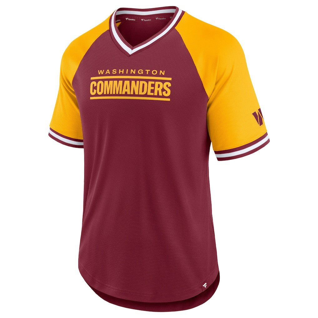 Washington Commanders Second Wind Raglan V-Neck T-Shirt Burgundy/Gold | Fanatics