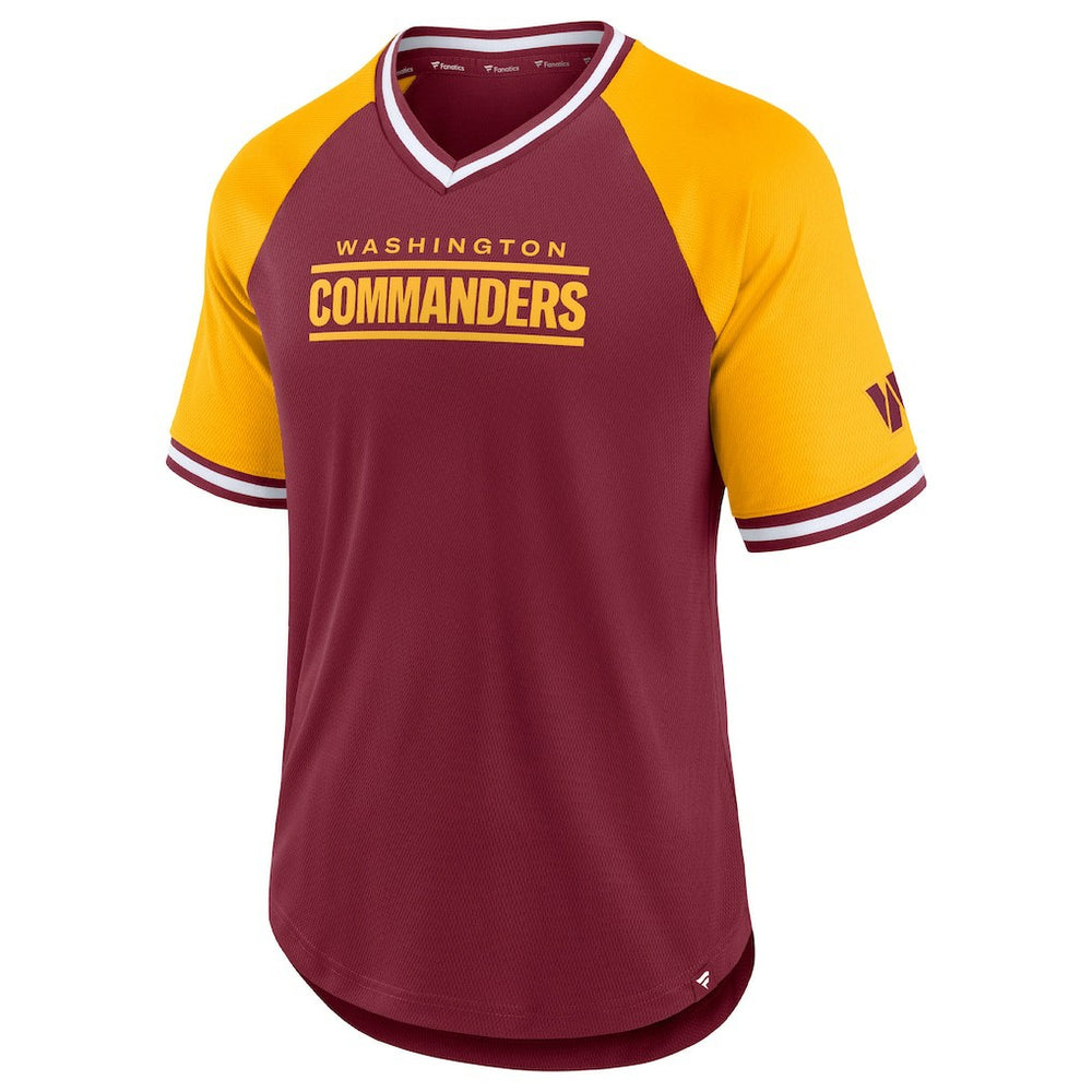 Washington Commanders Second Wind Raglan V-Neck T-Shirt Burgundy/Gold | Fanatics