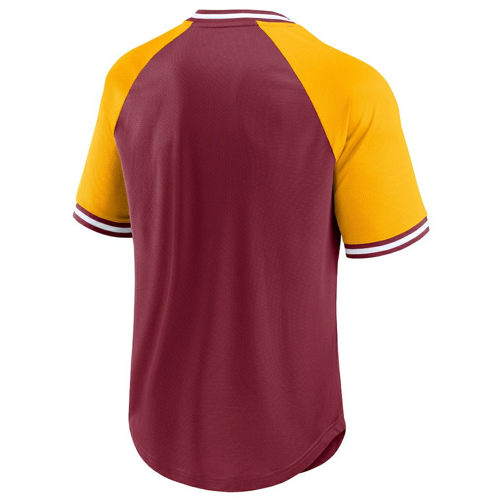 Washington Commanders Second Wind Raglan V-Neck T-Shirt Burgundy/Gold | Fanatics