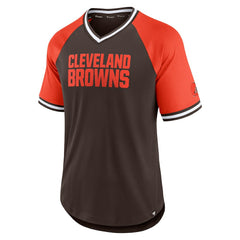 Cleveland Browns Second Wind Raglan V-Neck T-Shirt Brown/Orange | Fanatics