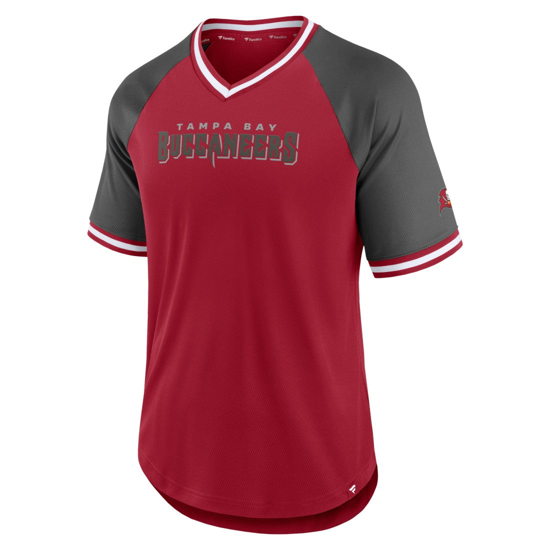 Tampa Bay Buccaneers Second Wind Raglan V-Neck T-Shirt Red/Pewter | Fanatics