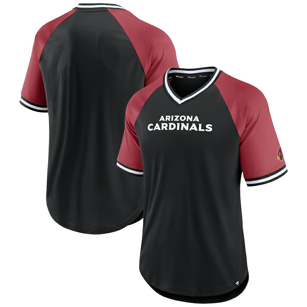 Arizona Cardinals Second Wind Raglan V-Neck T-Shirt Black/Cardinal | Fanatics