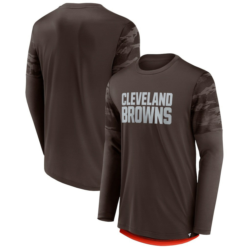 Cleveland Browns Square Off Long Sleeve T-Shirt Brown/Orange | Fanatics