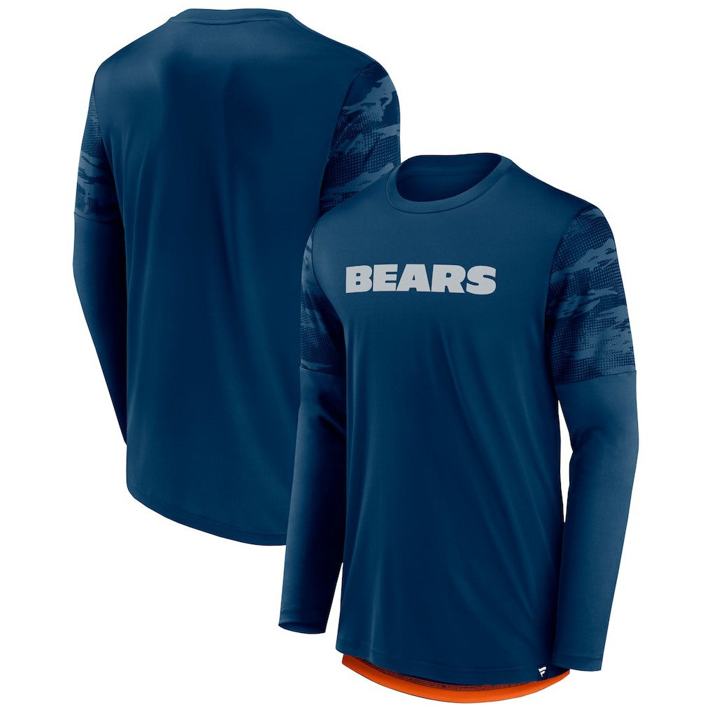 Chicago Bears Square Off Long Sleeve T-Shirt Navy/Orange | Fanatics