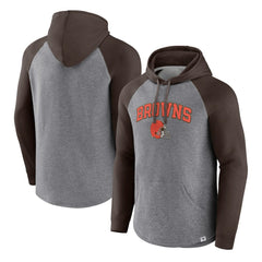 Cleveland Browns By Design Raglan Pullover Hoodie Heathered Gray/Brown | Fanatics