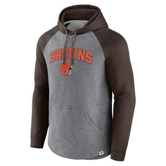 Cleveland Browns By Design Raglan Pullover Hoodie Heathered Gray/Brown | Fanatics