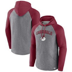 Arizona Cardinals By Design Raglan Pullover Hoodie Heathered Gray/Cardinal | Fanatics