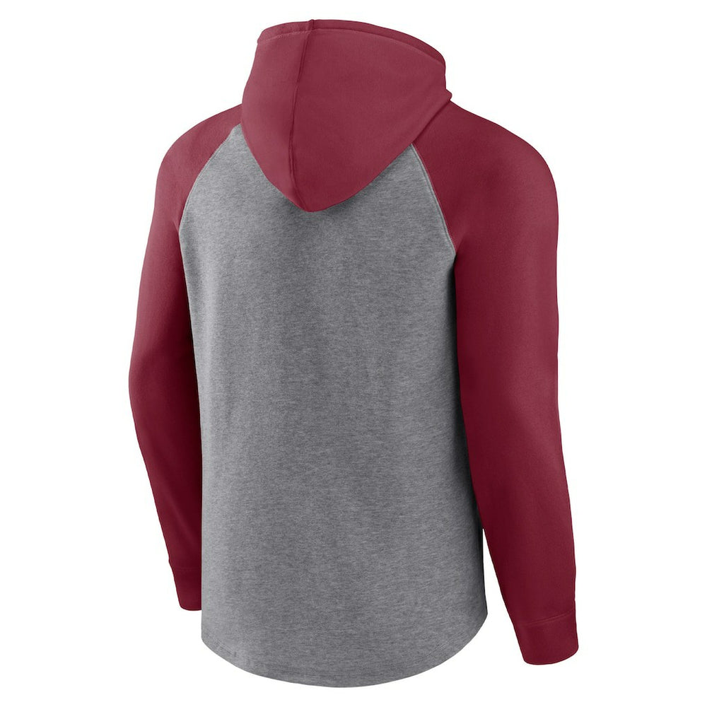Arizona Cardinals By Design Raglan Pullover Hoodie Heathered Gray/Cardinal | Fanatics