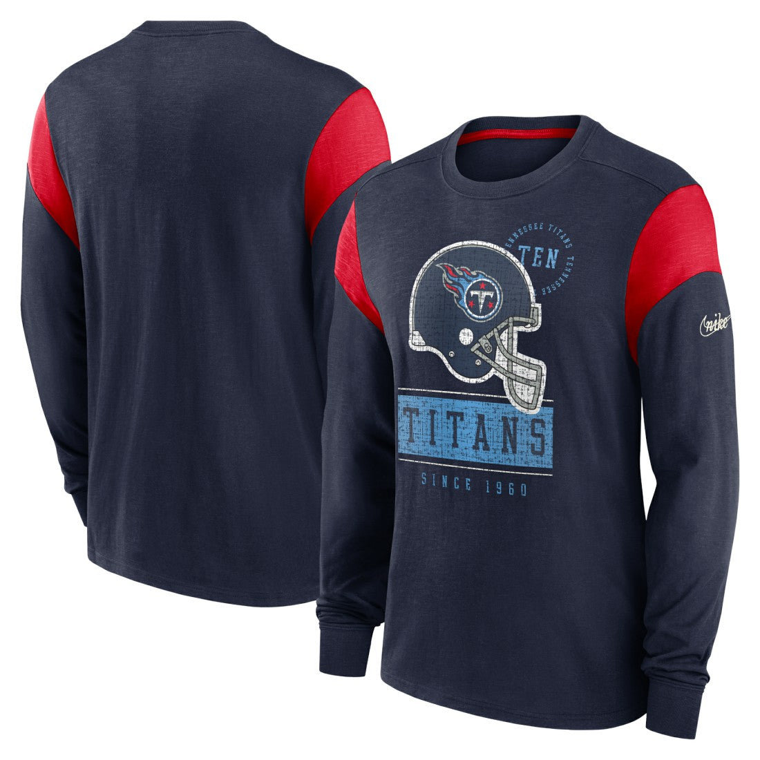 Tennessee Titans Rewind Playback Helmet Long Sleeve T-Shirt Navy | Nike for Sale