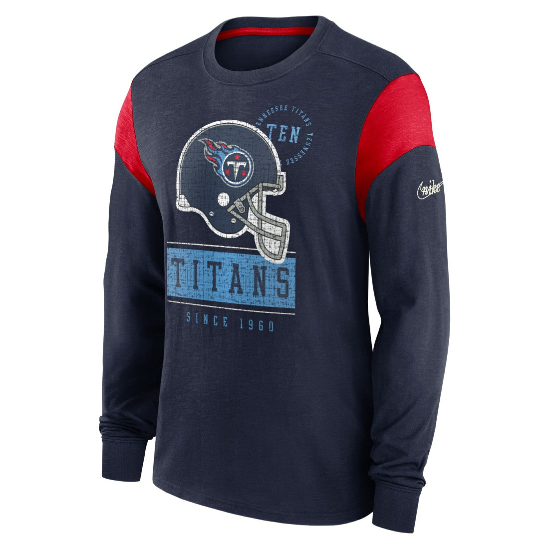 Tennessee Titans Rewind Playback Helmet Long Sleeve T-Shirt Navy | Nike for Sale