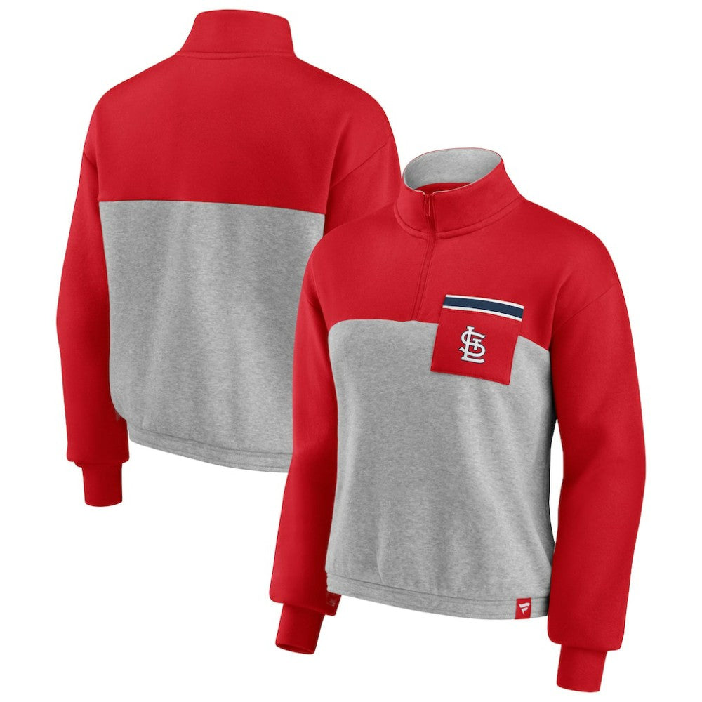 St. Louis Cardinals Fanatics Women's Iconic Cinch Waist Quarter-Zip Top - MLB